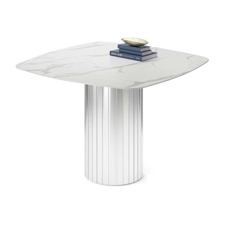 Обеденный стол квадратный Кейд на серебряном основании