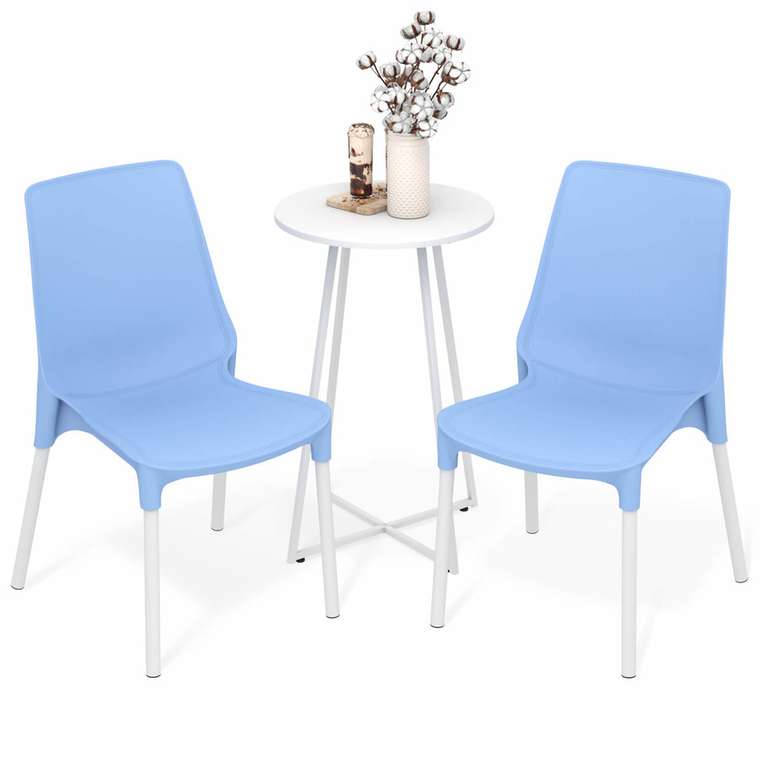 Набор садовой мебели бело-голубого цвета