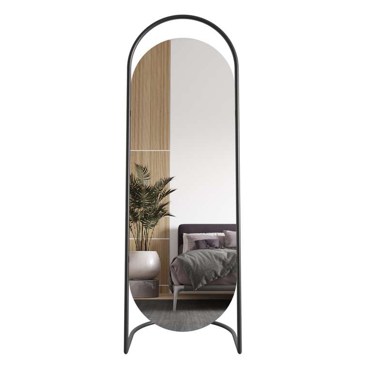 Дизайнерское напольное зеркало в полный рост Evelum в металлической раме черного цвета