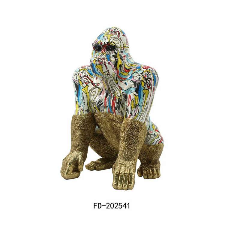 Декоративная фигура 28,5 x 26,5 x 41 cm Позолоченный Разноцветный Горилла