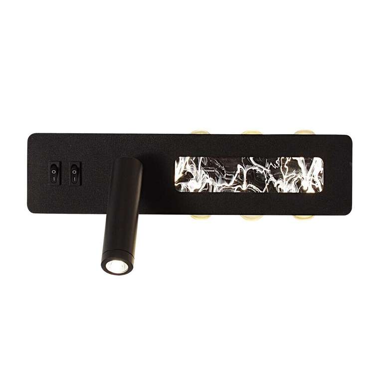 Бра Hickory черный мрамор металл, пластик LED*6.5W+LED*16W, 55LM+1470LM, 4000K, included