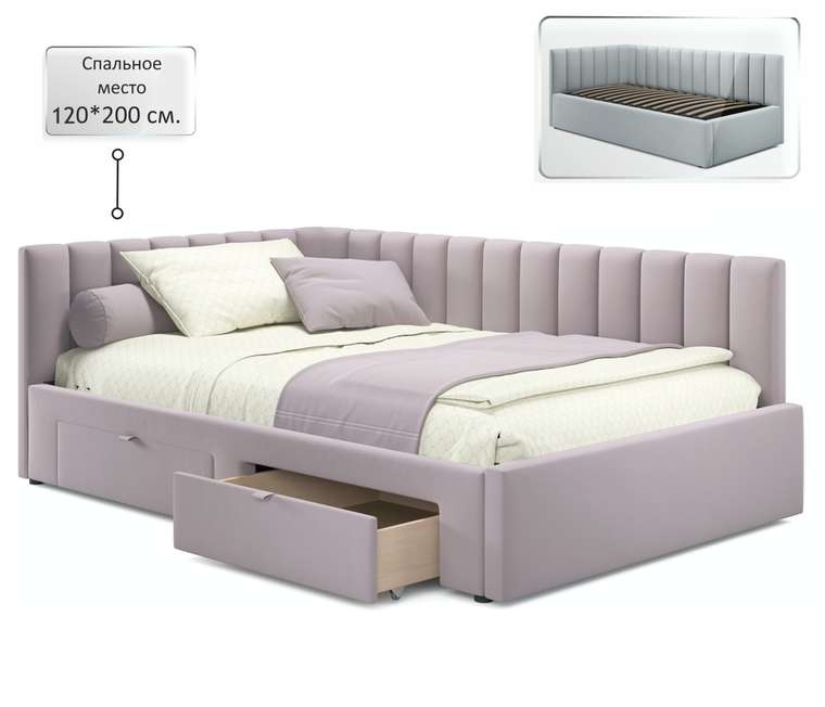 Кровать Milena 120х200 лилового цвета без подъемного механизма