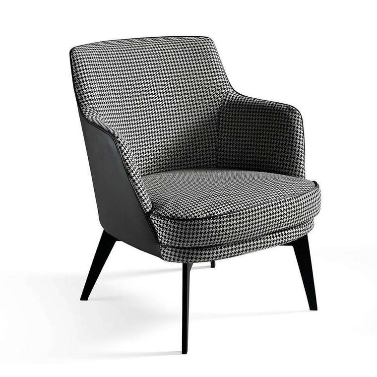 Кресло с обивкой из ткани черно-белого цвета 