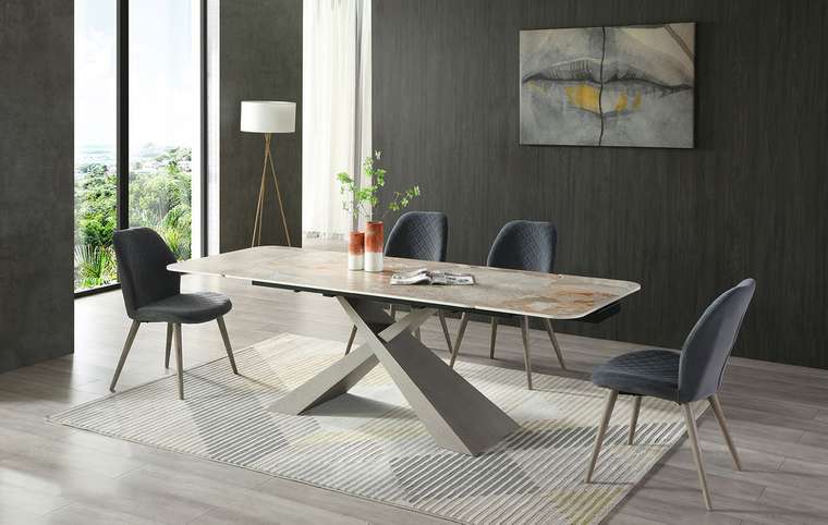 Обеденный стол раскладной Torino серо-бежевого цвета