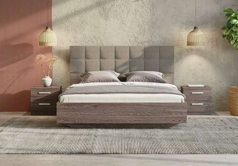 Кровать Luiza 180х200 с изголовьем темно-коричневого цвета без основания и подъемного механизма