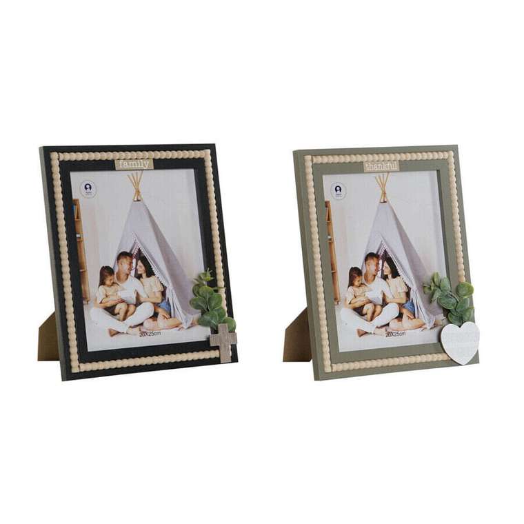 Фоторамка Home ESPRIT Чёрный Зеленый Натуральный Стеклянный Деревянный MDF Скандинавский 26,5 x 2 x 31,5 cm (2 штук)