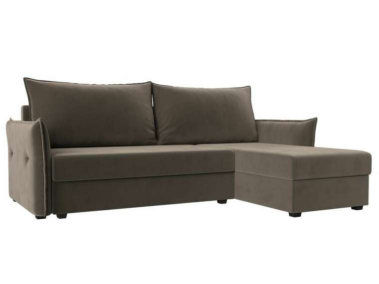 Угловой диван-кровать Лига 004 коричневого цвета угол правый 