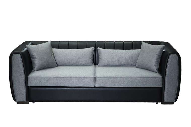 Прямой диван-кровать Стенли черно-серого цвета