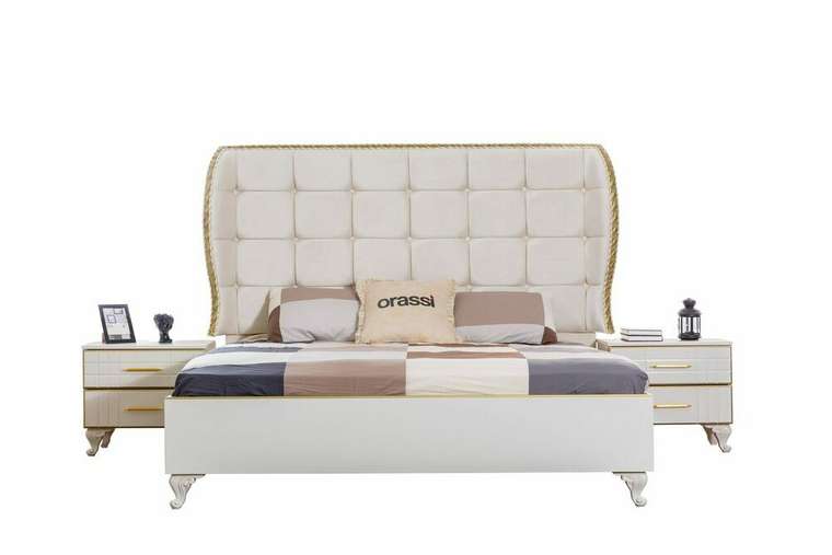 Кровать Нехир 160х200 белого цвета без подъемного механизма