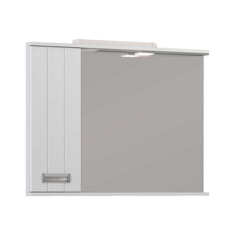 Шкаф навесной с зеркалом Диана белого цвета левый со спотом