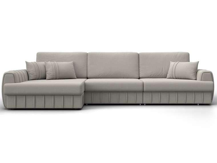 Угловой диван-кровать Лига-057 L Лонг светло-бежевого цвета левый