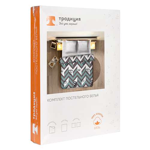 КПБ 'Традиция' 2,0 спальный с европростыней, бязь, 100% хлопок, пл. 125 гр./кв.м. 'Тайга'