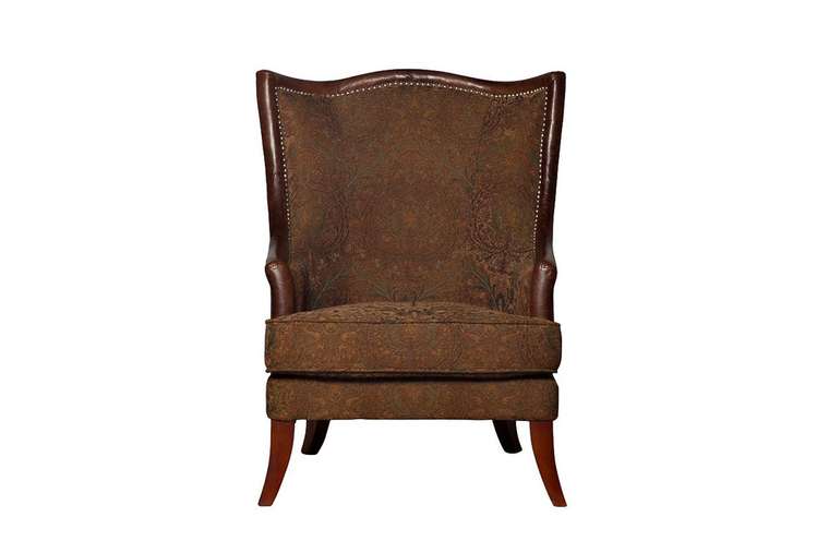 Кресло коричневое с зеленым жаккардом