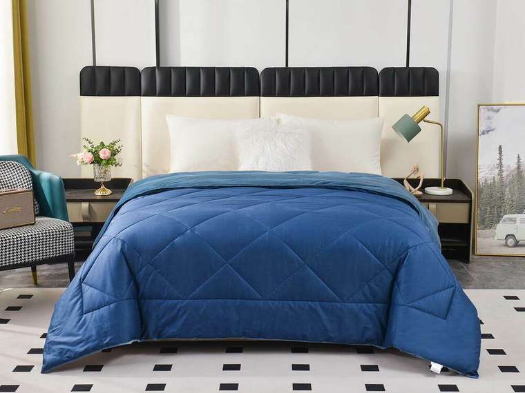 Одеяло Монако 220х240 синего цвета