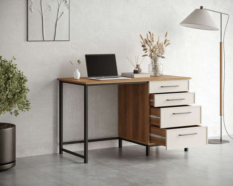 Письменный стол Nicole коричнево-белого цвета