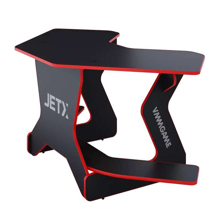 Игровой угловой компьютерный cтол Jetx черно-красного цвета