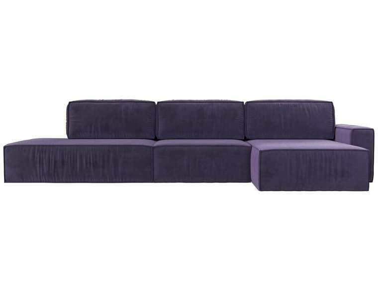 Угловой диван-кровать Прага модерн лонг темно-фиолетового цвета правый угол