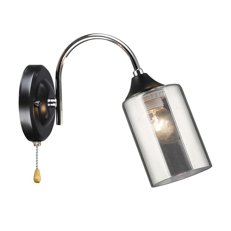 Бра настенное, 1*Е27, Черный/Хром MD.2195-1-W-BK+CH