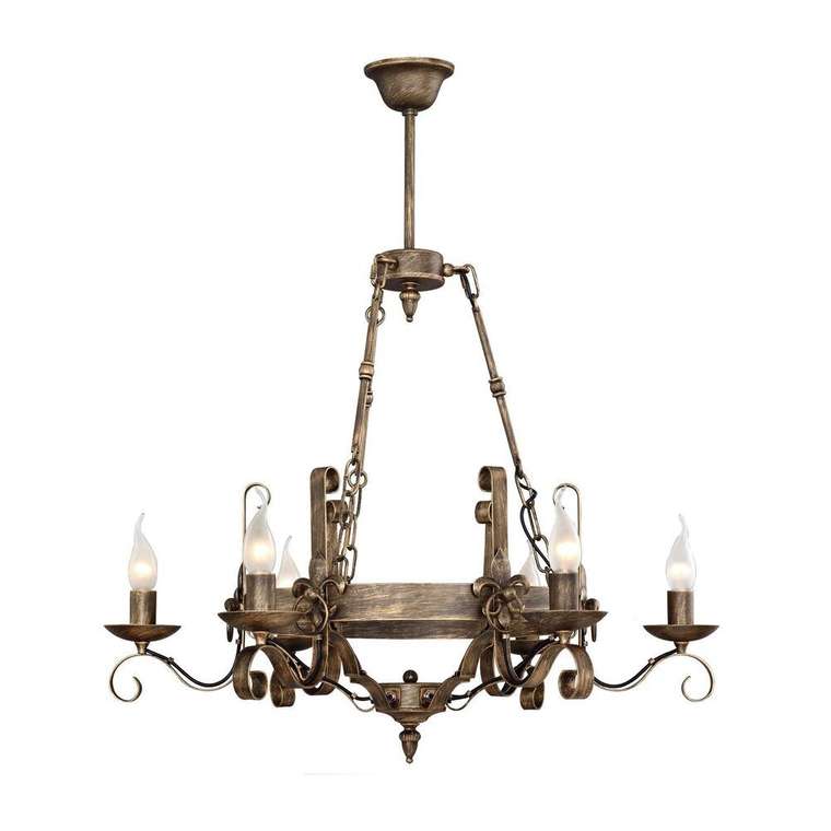 подвесная люстра Boulogne коричневый, золотой металл 6*E14*40W, excluded