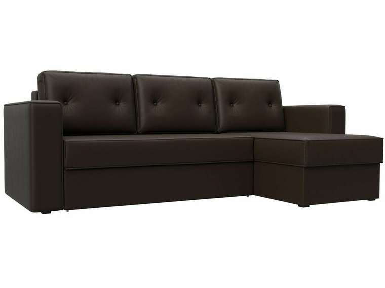 Угловой диван-кровать Принстон темно-коричневого цвета правый угол (экокожа)