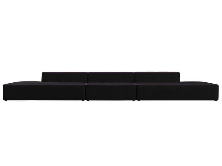 Прямой модульный диван Монс Лонг черного цвета с фиолетовым кантом