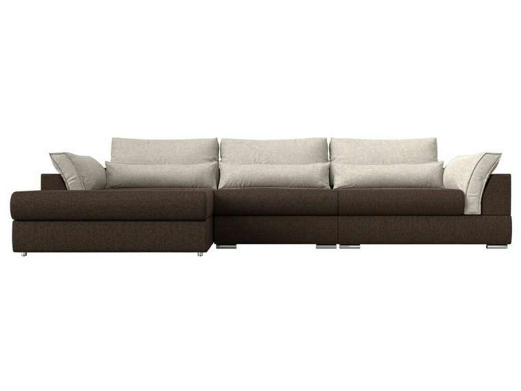Угловой диван-кровать Пекин Long коричнево-бежевого цвета угол левый