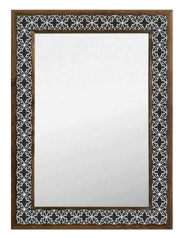 Настенное зеркало 53x73 с каменной мозаикой бело-черного цвета