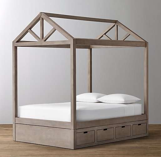 Кровать-домик с ящиками для хранения