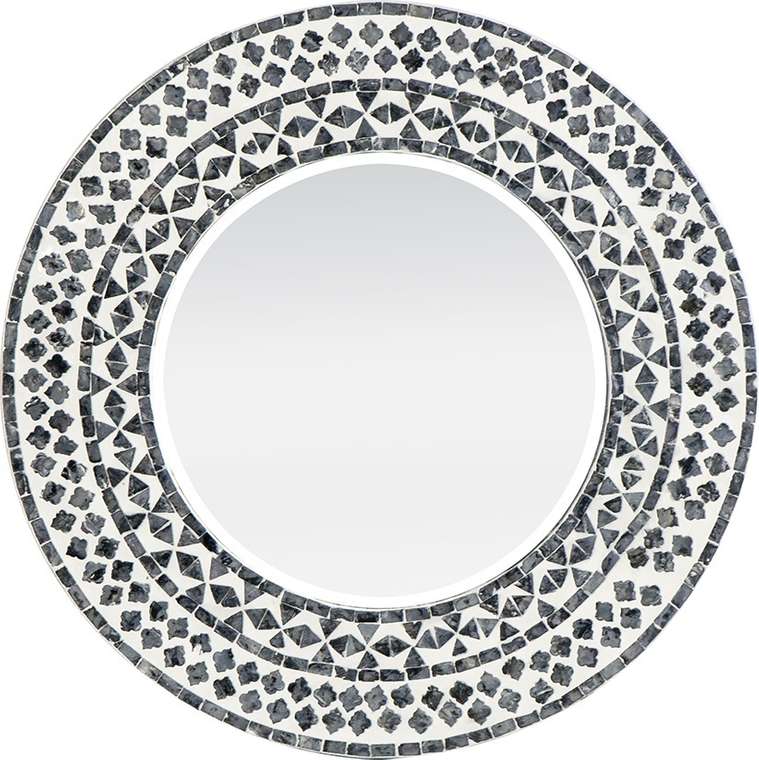 Зеркало настенное с отделкой раковинами устриц серого цвета