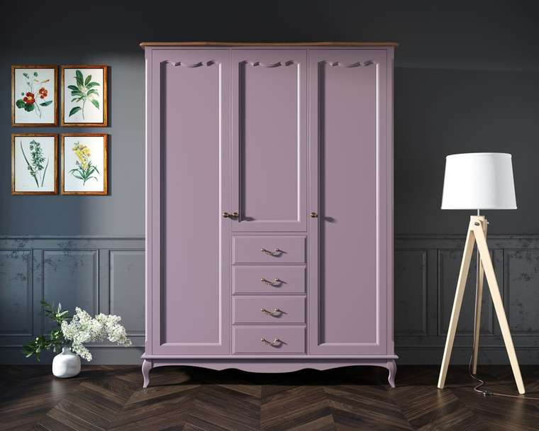 Шкаф для одежды с ящиками Leontina Lavanda фиолетового цвета