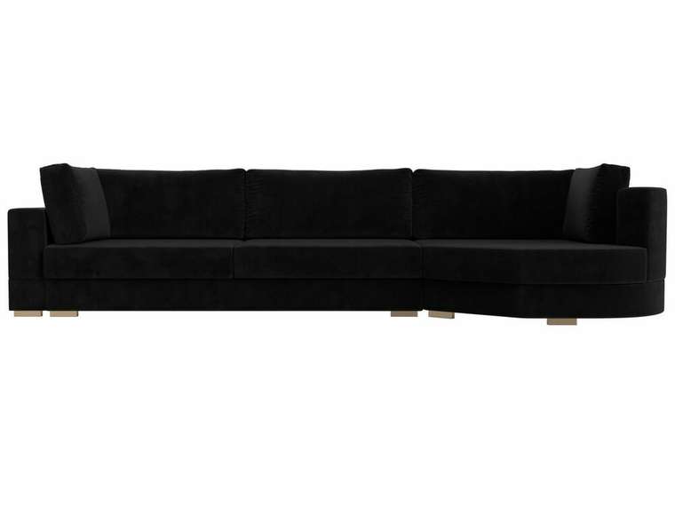 Угловой диван-кровать Лига 026 черного цвета правый угол