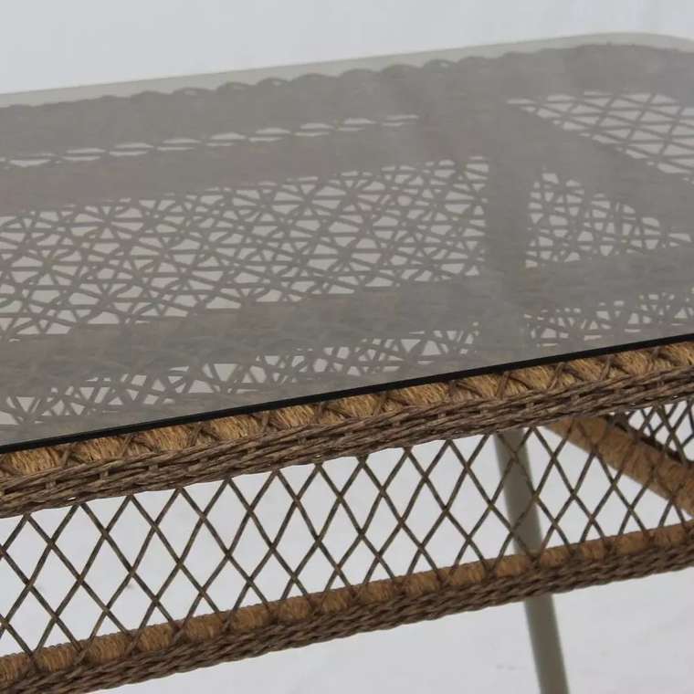 Садовый обеденный стол Пуччини из искусственного ротанга коричневого цвета
