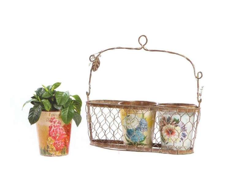Подвесная корзинка с декоративными горшками для цветов Fleurette