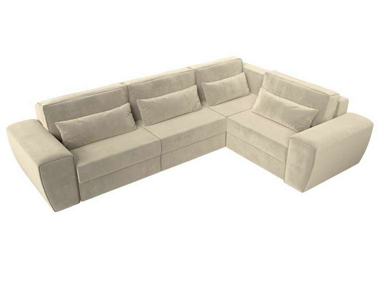 Угловой диван-кровать Лига 008 Long бежевого цвета правый угол