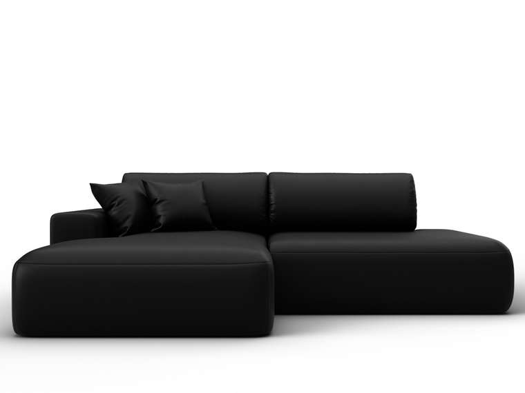 Угловой диван-кровать Лига 036 Модерн черного цвета левый (экокожа)