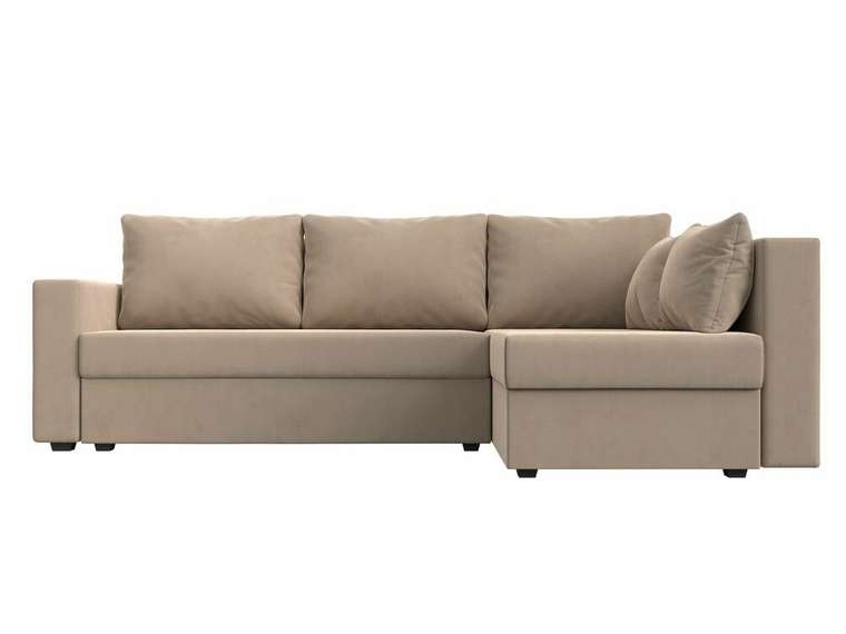Угловой диван-кровать Мансберг бежевого цвета правый угол