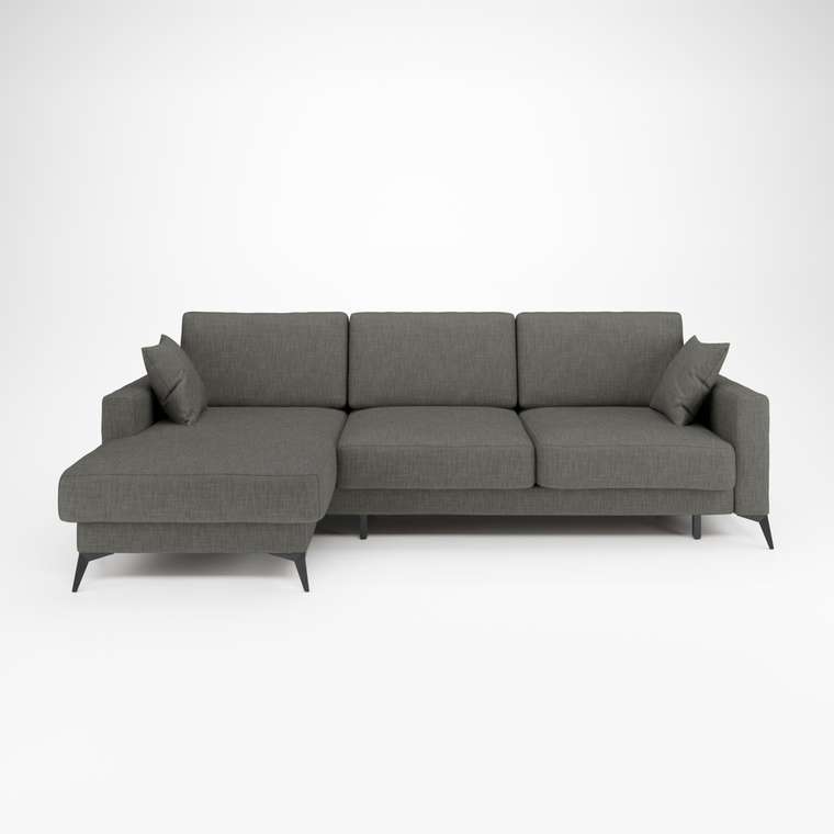 Угловой диван-кровать Наоми 2 темно-серого цвета левый