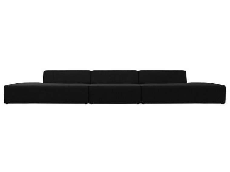Прямой модульный диван Монс Лонг черного цвета