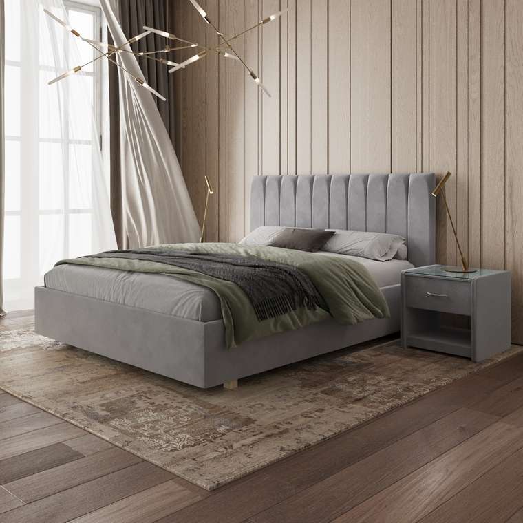 Кровать Алькасар 180х200 серого цвета с подъемным механизмом