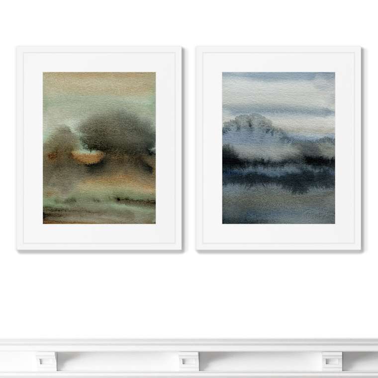 Набор из 2-х репродукций картин в раме Sea storm colors