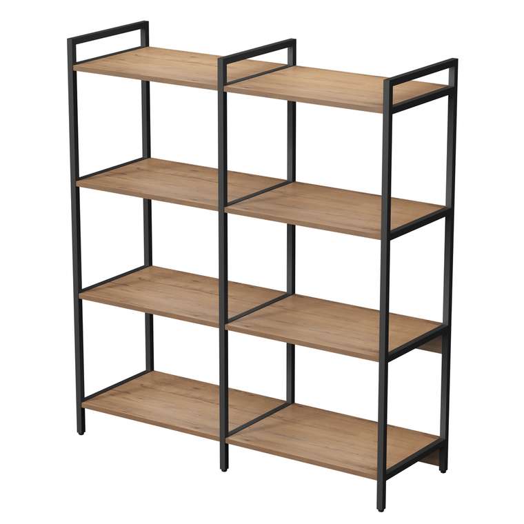 Стеллаж 10ССД.4.600 средний двойной 4 полки коричневого цвета