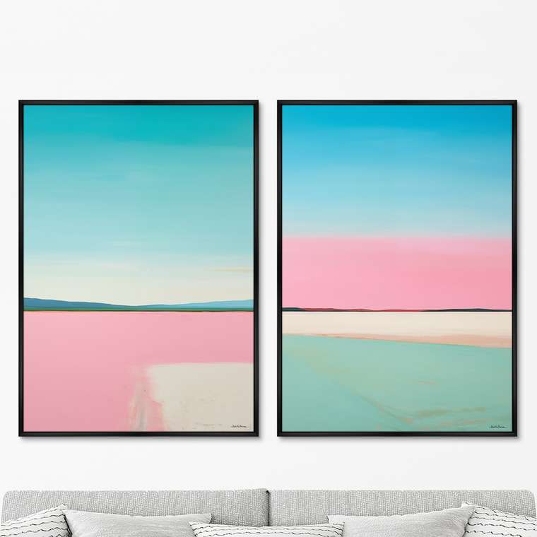 Набор из двух репродукций картин Landscape collection, Lines of Blue, 2024г.