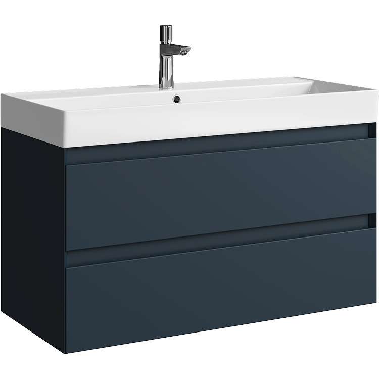 Подвесная тумба с раковиной Geometria 100 темно-серого цвета