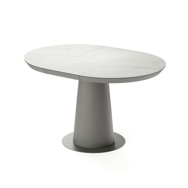Раздвижной обеденный стол Зир S бело-серого цвета