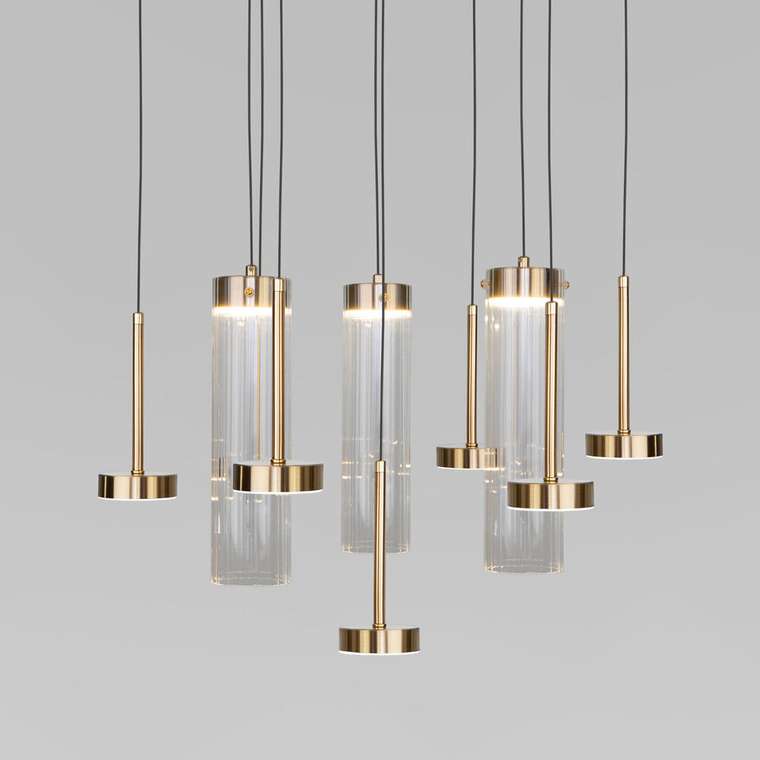 Подвесной светодиодный светильник со стеклянными плафонами 301102 LED латунь Quarzo