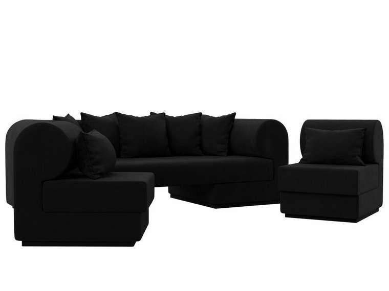 Набор мягкой мебели Кипр 3 черного цвета