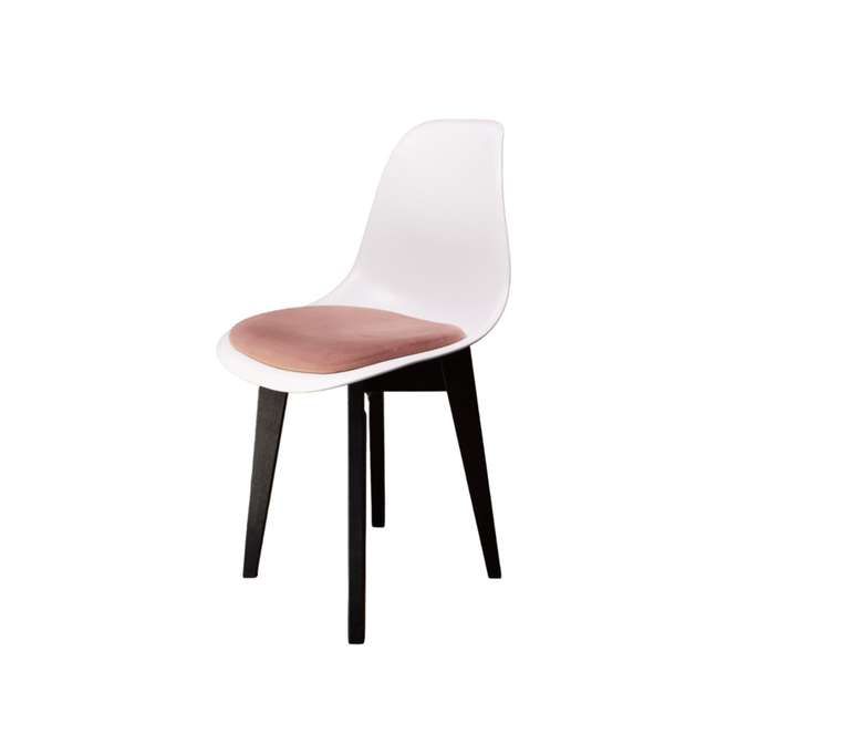 Стул Сашш бело-розового цвета с черными ножками