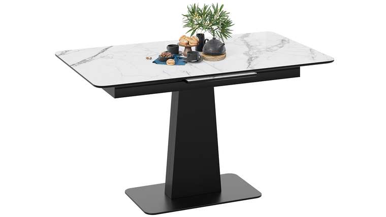 Раздвижной обеденный стол Бридж белого цвета