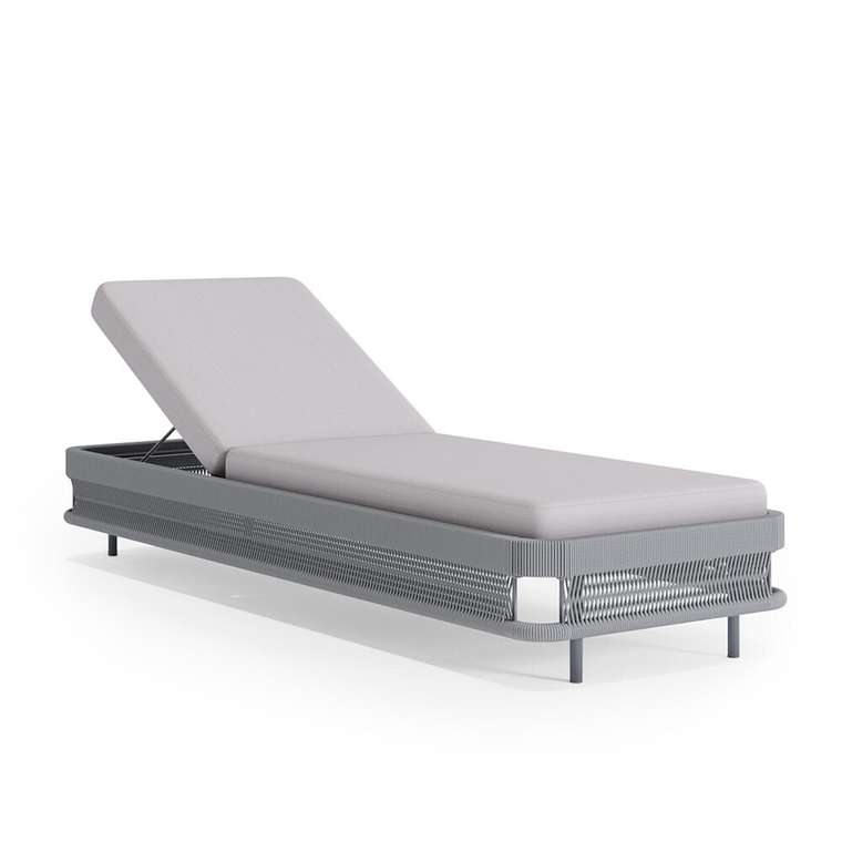 Шезлонг Мартиника серого цвета с роуп плетением