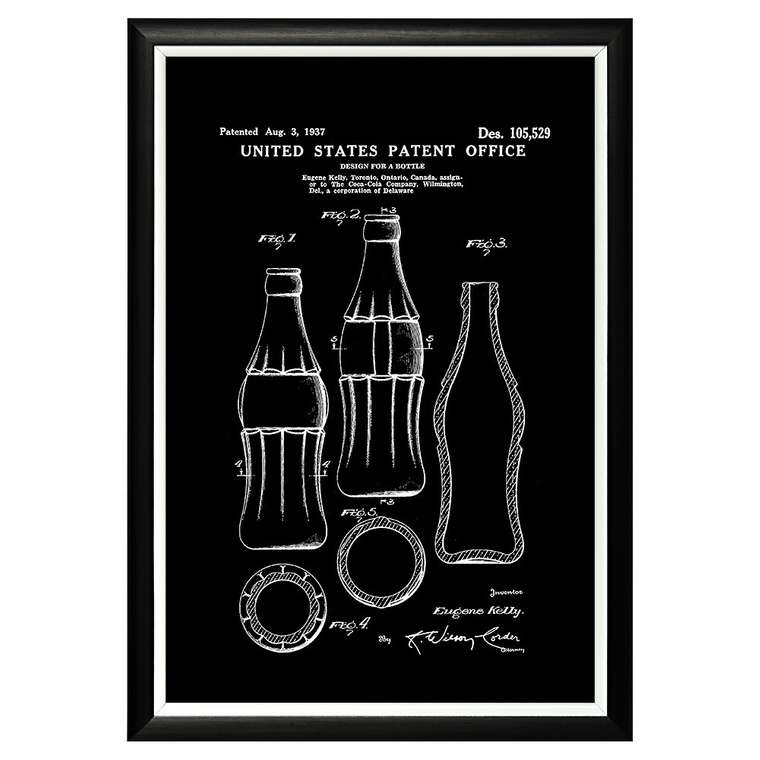 Арт-постер Патент на дизайн бутылки Coca-Cola 1937